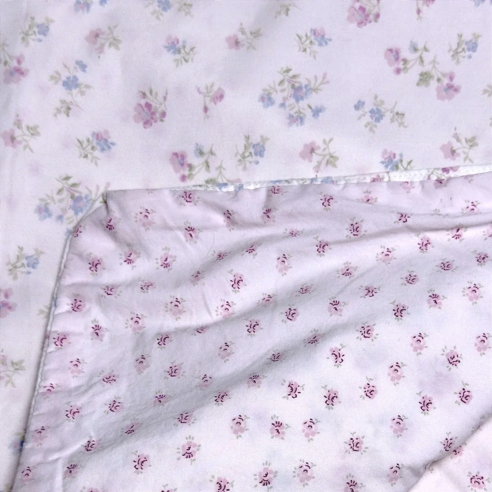 VtgTwin Reversible Duvet Cover Shabby Chic Cottage Floral Cotton Pink Romantic